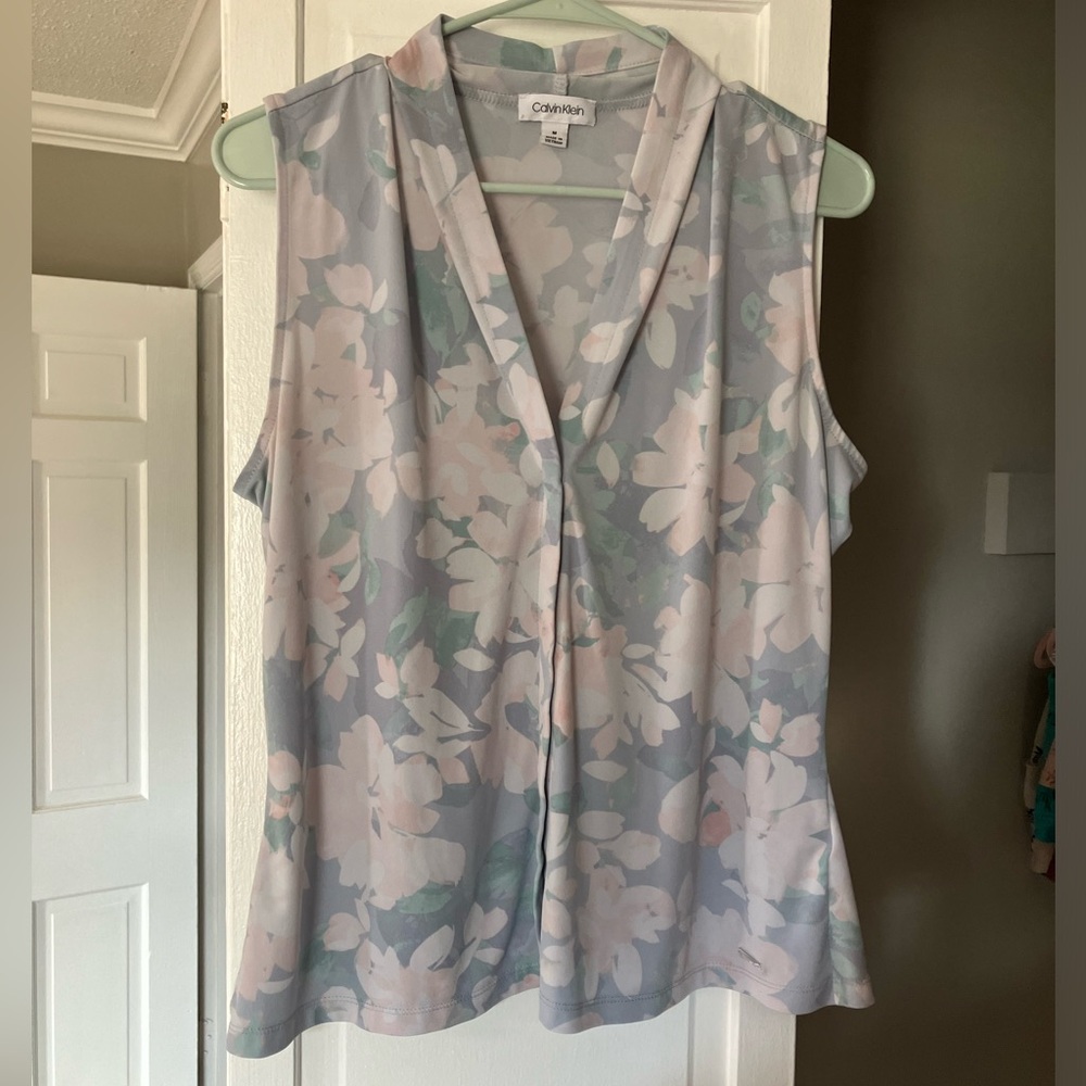 Calvin Klein Sleeveless Floral Blouse